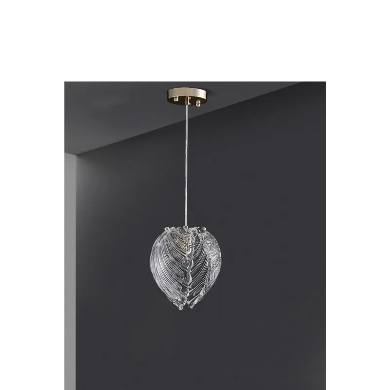 

Pendant Lamp Led Art Chandelier Light Room Decor Luxury Modern Simple Aisle Background Crystal Restaurant Creative Shell Glass