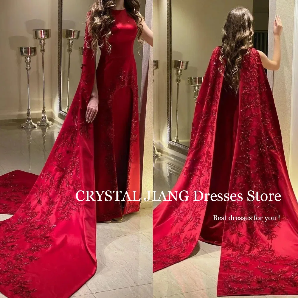 

Red Long Evening Dresses فساتين السهرة High Neck Backless with Applique Sleeveless A Line Court Train Vestido Festa