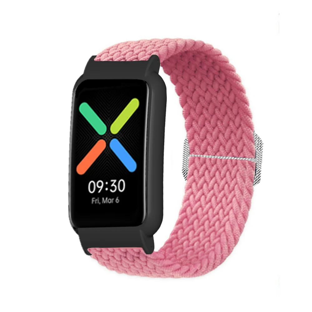 Ремешок нейлоновый для Oppo Watch Free 46 мм эластичный плетеный браслет + чехол часов