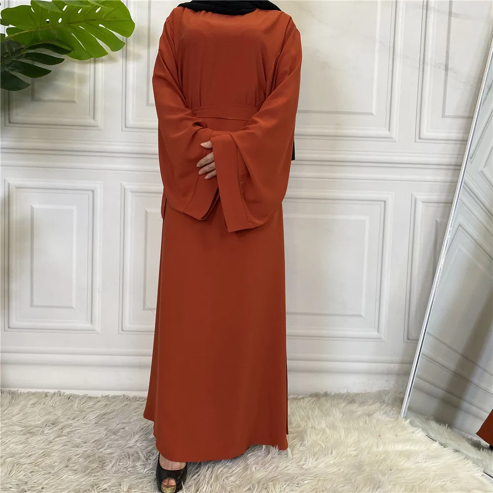 Casual Womenswear Long Dress Hot Selling Clear Color Large Lace Up Muslim Dress Abaya Abendkleider Elegant F ü R Hochzeit
