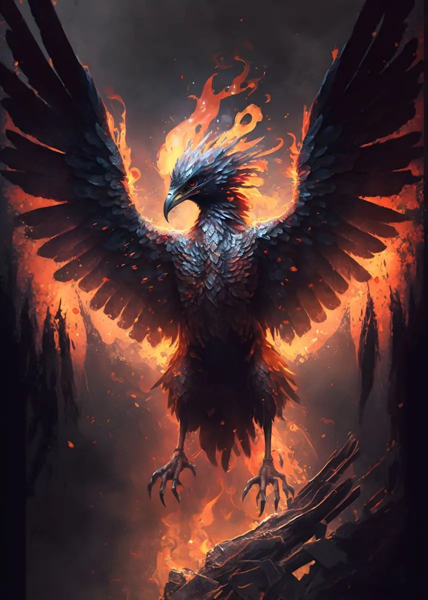 

Картина с птицами Феникс на холсте