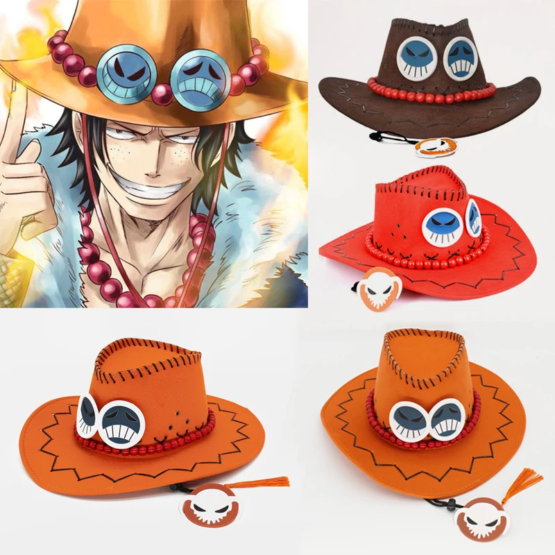 

Anime One Piece Portgas D Ace Cosplay Hats Cowboy Cap for Men Women Kids Party Pirates Cap Hats Toys for Children Adult Gifts