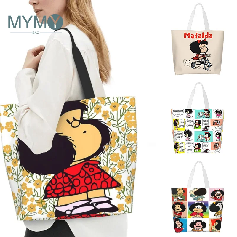 Mafalda Women Shoulder Bag Large Capacity Shopping Grocery Cartoon Tote Bag for Ladies Shopper Bag Party Travel Eco Handbags