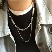 coconal men hip hop goth style women double layer cross choker chain necklace for fashion korean party gift jewelry
