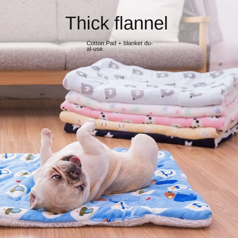 

Dog Bed Cat Bed Pet Cushion Dog Blanket Quilt Four Seasons Flannel Small Medium and Large Dog Kennel Coral Fleece Blanket