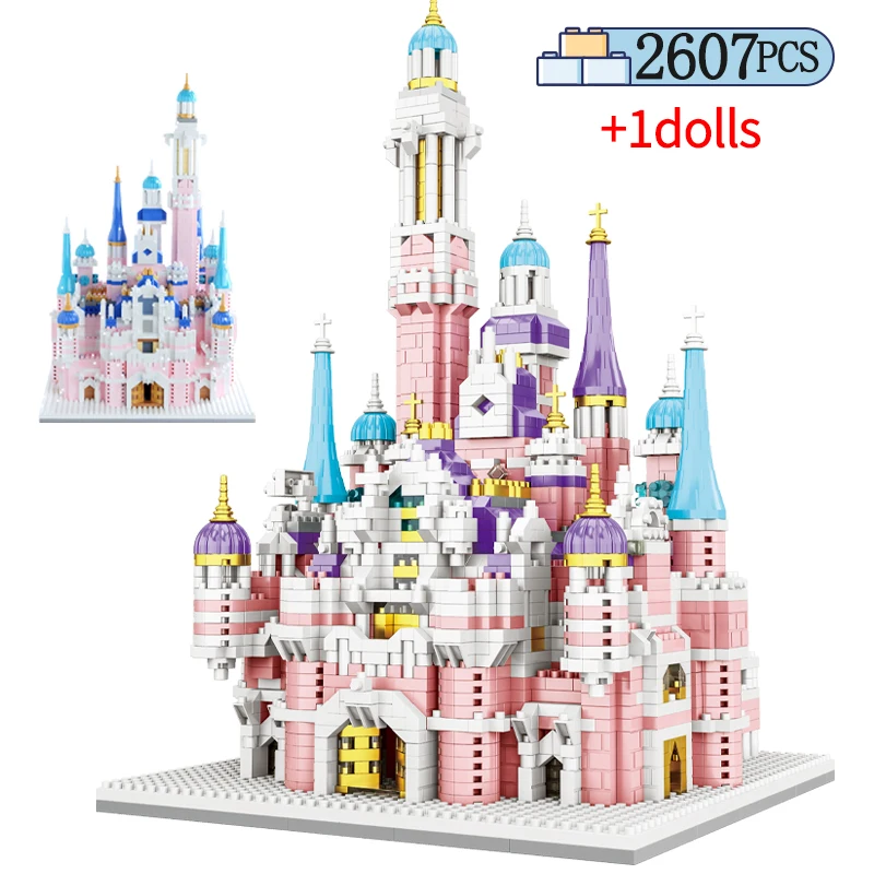 

2607pcs City Mini Dream Pink Princess Castle Architecture Building Blocks Amusement Park House Friends Figure Bricks Toy for Kid