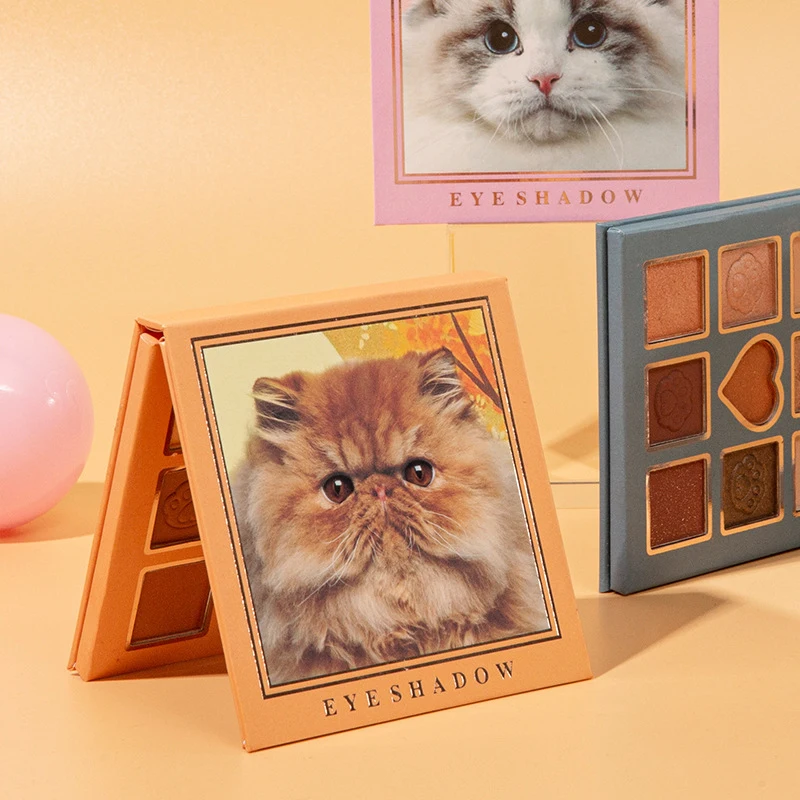 

9 Color Smooth Eye Shadow Long Lasting Pearly Matte Glitter Eyeshadow Beauty Lovely Cat Shadow Palette Eyes Makeup TSLM1