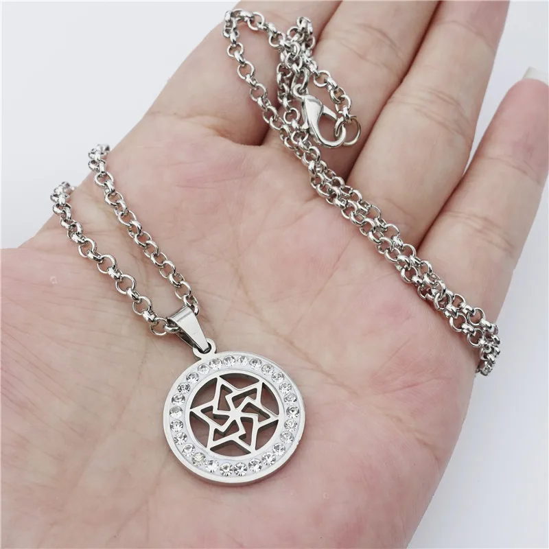 

12 шт./лот ожерелье Звезда Давида из нержавеющей стали с глиной в кристаллах кулон Стразы классические женские ювелирные изделия оптом