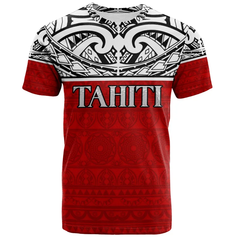 Фото Футболка с 3D-принтом The RepublicOf Tahiti Lag Map, герб Таити, графические футболки, винтажная мужская одежда с короткими рукавами, топы №2
