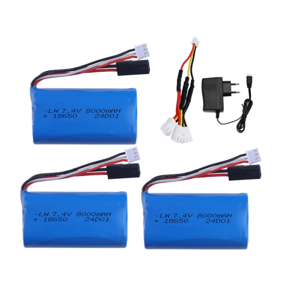 18650 Lipo аккумулятор 7,4 В 8000 мАч с зарядным устройством для MJX T40 T40C F39 F49 T39 DH 9053 9101 9118 аккумулятор для радиоуправляемого вертолета 2S 7,4 В (art.: 3920d2000eaf7) - 3920d2000eaf7