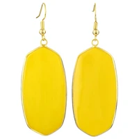 tumbeelluwa yellow crystal glass oval dangle drop charm gold color hooking earrings jewelry for women