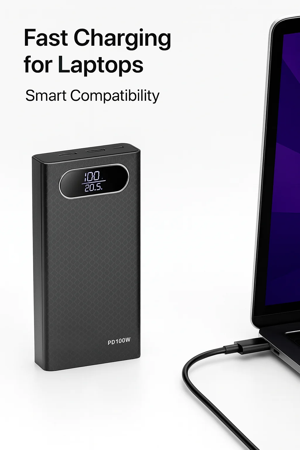Фото Корпус Power Bank PD100W с зимним улучшением, корпус «сделай сам» с батареей 6 × 2100, PPS/PD3.0/QC3.0 для ноутбука, телефона №4