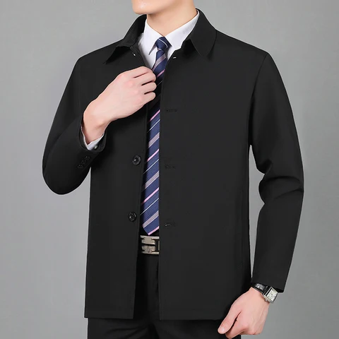 Мужская деловая куртка, Элегантная куртка среднего возраста, мужская куртка с лацканами для официальной деловой повседневной носки, пальто для весны и осени