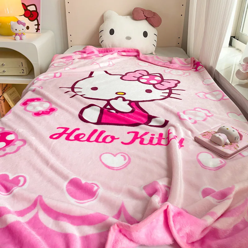 

Kawaii Hello Kitty Throw Blankets on Bed Sofa Air Condition Sleeping Cover Sanrio Bedding Throws Bedsheet For Kids Birthday Gift