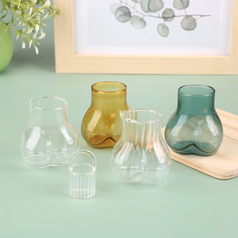 1:12 миниатюрная стеклянная ваза для кукольного домика имитация ягодиц полосатая