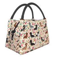 cute dachshund dog print portable lunch bag cooler picnic bags insulated thermal lunch box pouch kids school bento storage bag