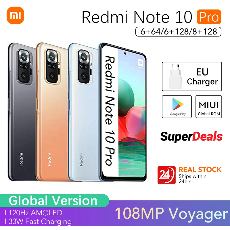 Xiaomi Redmi Note 10 Pro 6GB 64GB 8GB 128GB Global Version | 108MP Camera | Snapdragon 732G | 120Hz AMOLED Display | NFC
