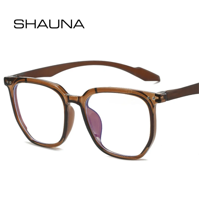 

Женские и мужские ретро-очки SHAUNA, Квадратные прозрачные антибликовые очки в многоугольной оправе с заклепками и оптической оправой
