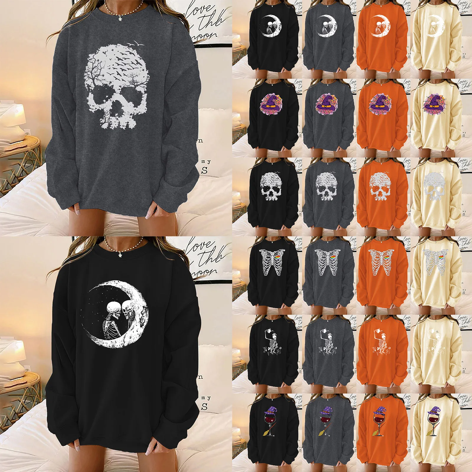 

Vintage Halloweentown Sweatshirt Halloween Pullover Funny Halloween Fall Hoodies Skull Pumpkin Halloween Sweatshirts