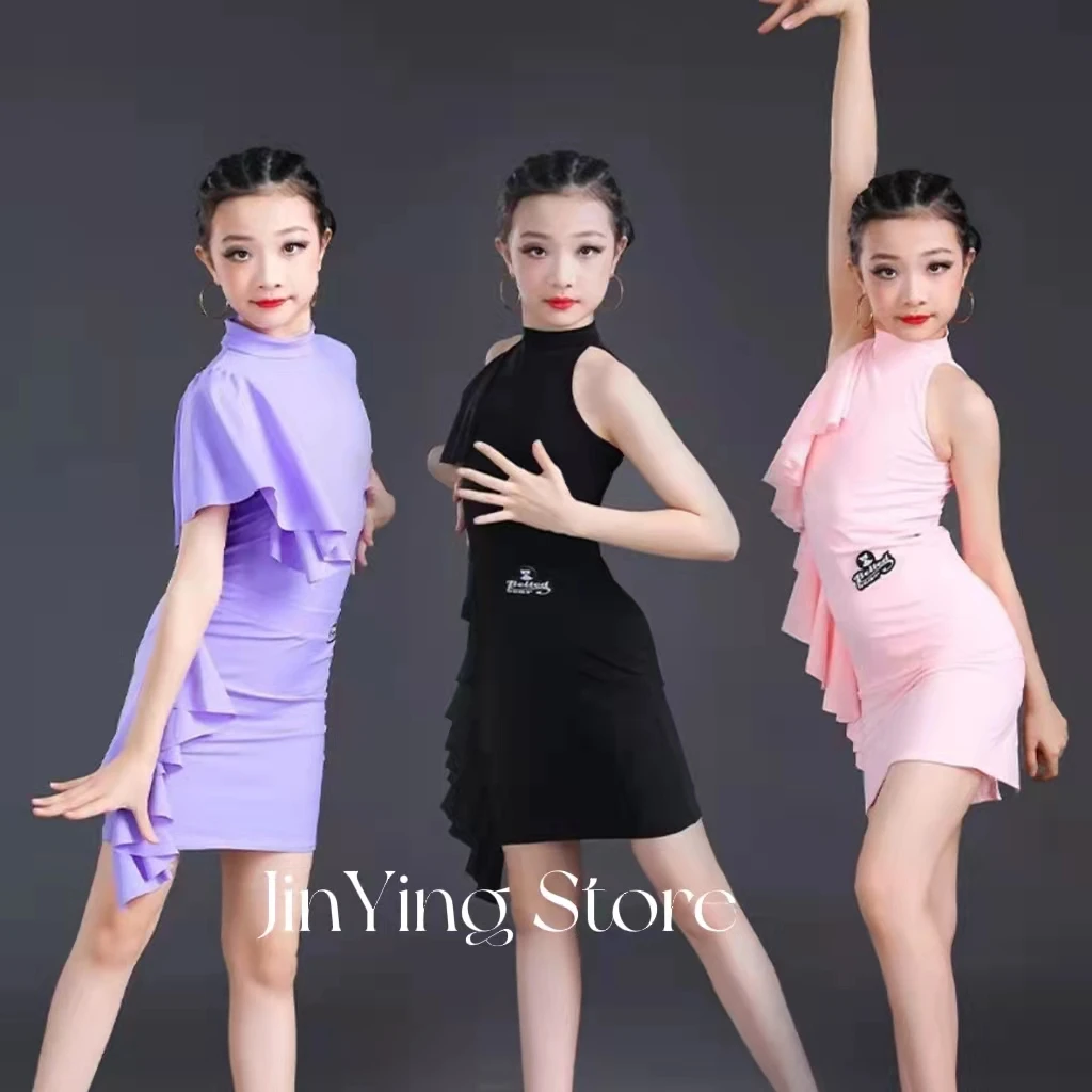 Neue Kinder Mädchen Latin Dance Kleid Erwachsene Fringe Latin Dance Kleidung Salsa Kostüm Rosa Schwarz Frauen Ballsaal Tango Kleider Für verkauf