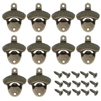 10 pack retro bottle opener wall mounted bbq tools beer openers alloy bar hanging decoration opener with screws kitchen gadgets
