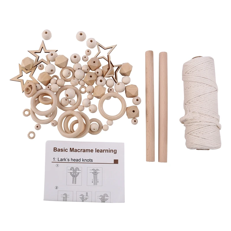 

Macrame Cord Kit, 3mm Cotton Cord with Wooden Rings,for Macrame Wall Hanging Decoration, Crafts,DIY Plant Hangers