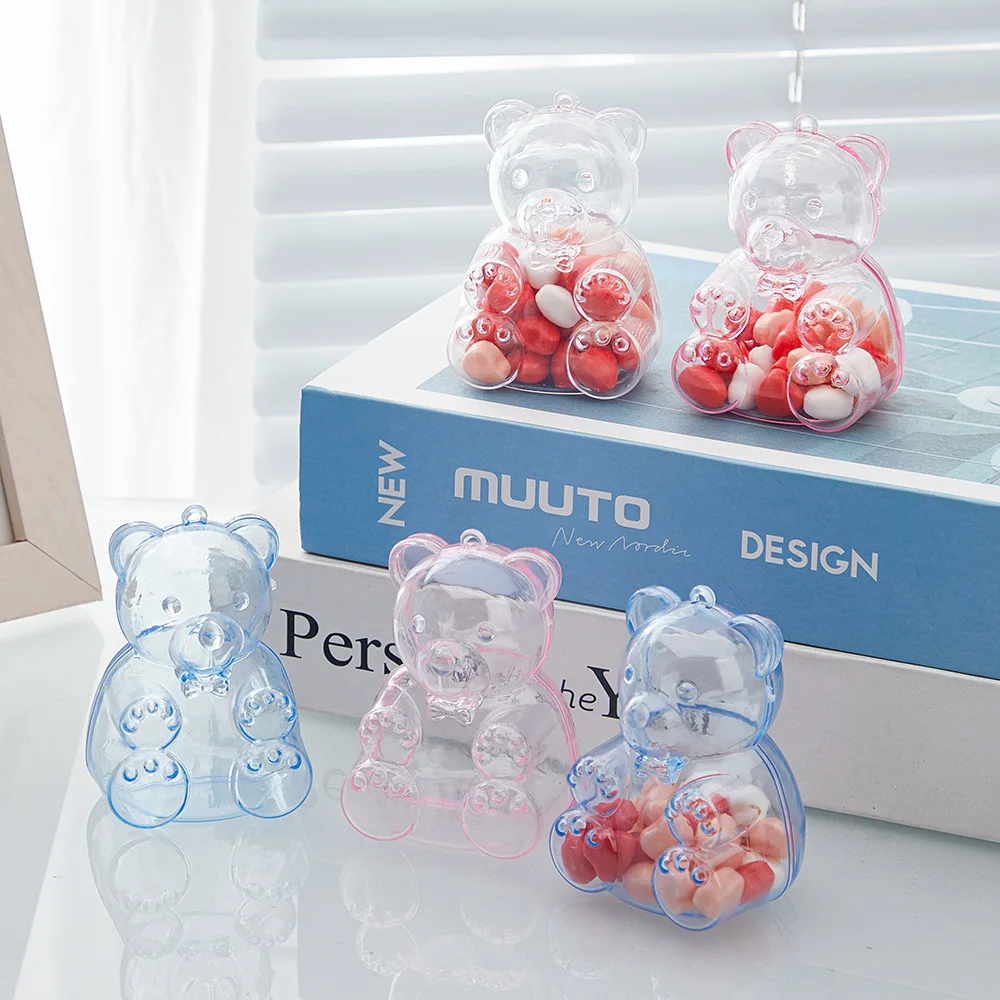 Прозрачная коробка для конфет в форме мишки тедди 12 шт.