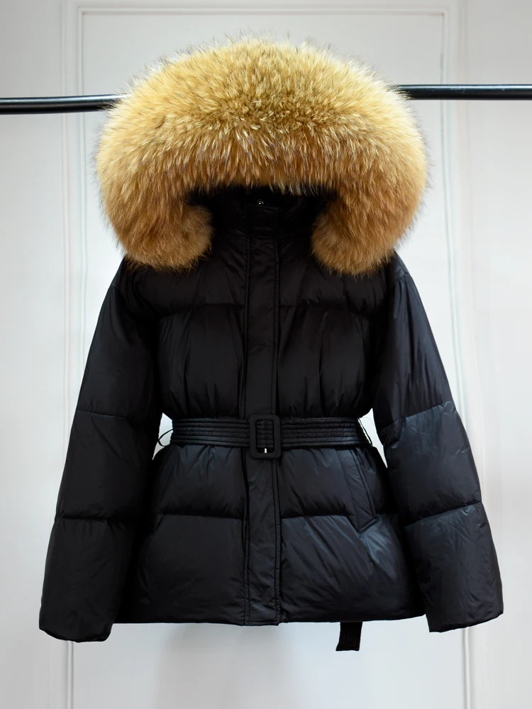

Lagabogy 2022 Winter Women 90% White Duck Down Jacket Thick Hooded Big Real Fur Collar Puffer Coat Female Waterproof Soft Parkas