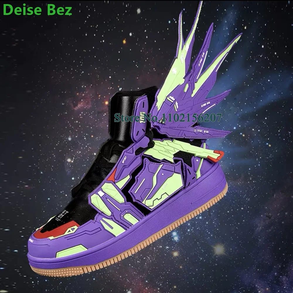 Multi -element Mechanical Assembly Sneakers Flat With Handmade Cool Mixed Colors Cross-tied Comfortable Casual Sports Shoes