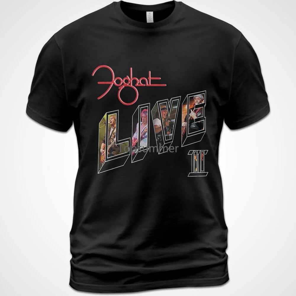 

Cotton T-Shirt Foghat Live Ii Album Tee Roger Earl Bryan Bassett Classic