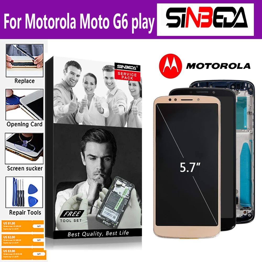 

Оригинальный ЖК-дисплей 5,7 дюйма для Motorola Moto G6 play xt1800, XT1922-3 XT1922-4, ЖК-дисплей, сенсорный дигитайзер в сборе