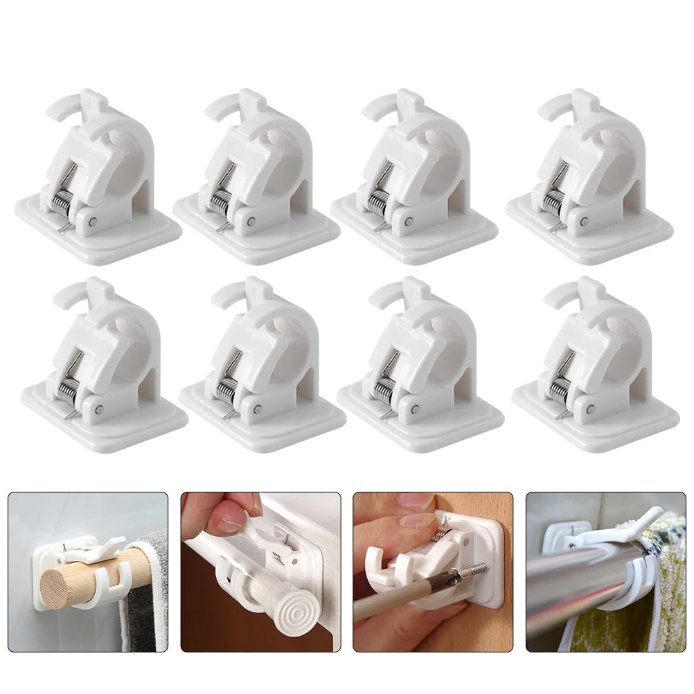 

Curtain Holder Rod Bracket Brackets Towel Door Pole Bar Clips Decorative Wall Stick Drapery Holders Support Rack Drape Bathroom