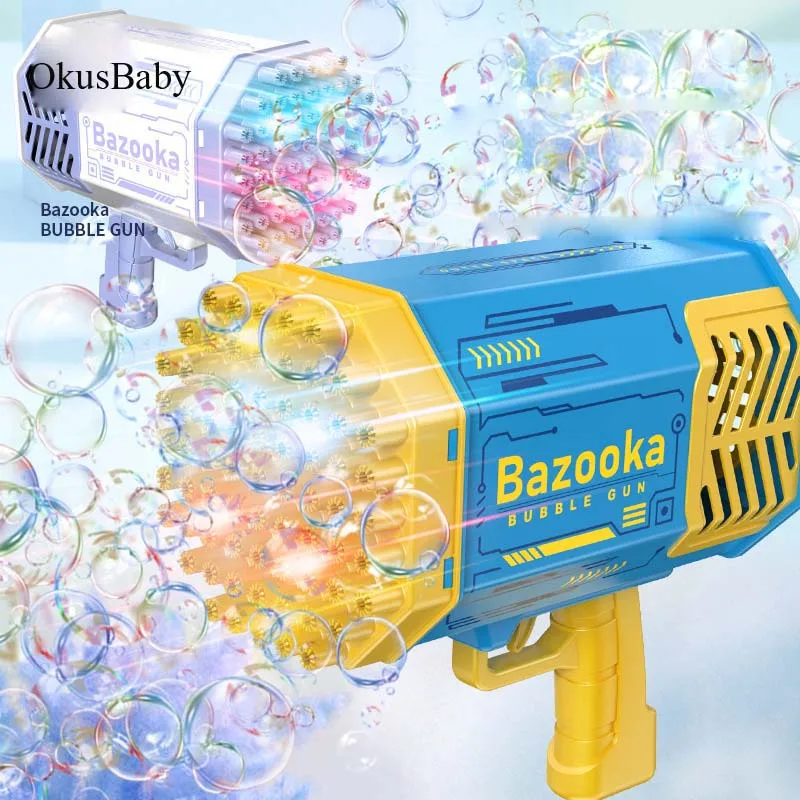 69รูไฟฟ้า Bazooka ฟองเครื่องชาร์จแบตเตอรี่อัพเกรด Bubble Gun สีสันสดใสรุ่น2022ใหม่ Bubble Rocket