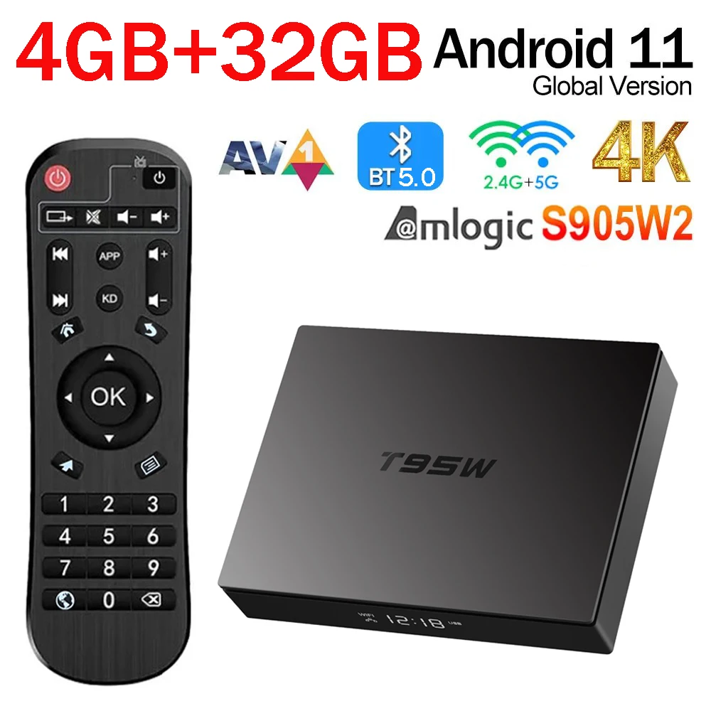 ТВ-приставка Amlogic S905W2 T95W Android 11 4 ГБ 32 2 4G 5G Dual Wi-Fi 4K BT 5 0