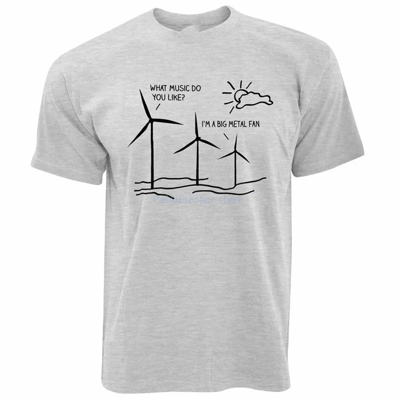 

Novelty Music T Shirt I'M A Big Metal Fan Pun Joke Windmill Eco Rock Band Fitness Tee Shirt Fashion Unisex Tshirt Euro Size