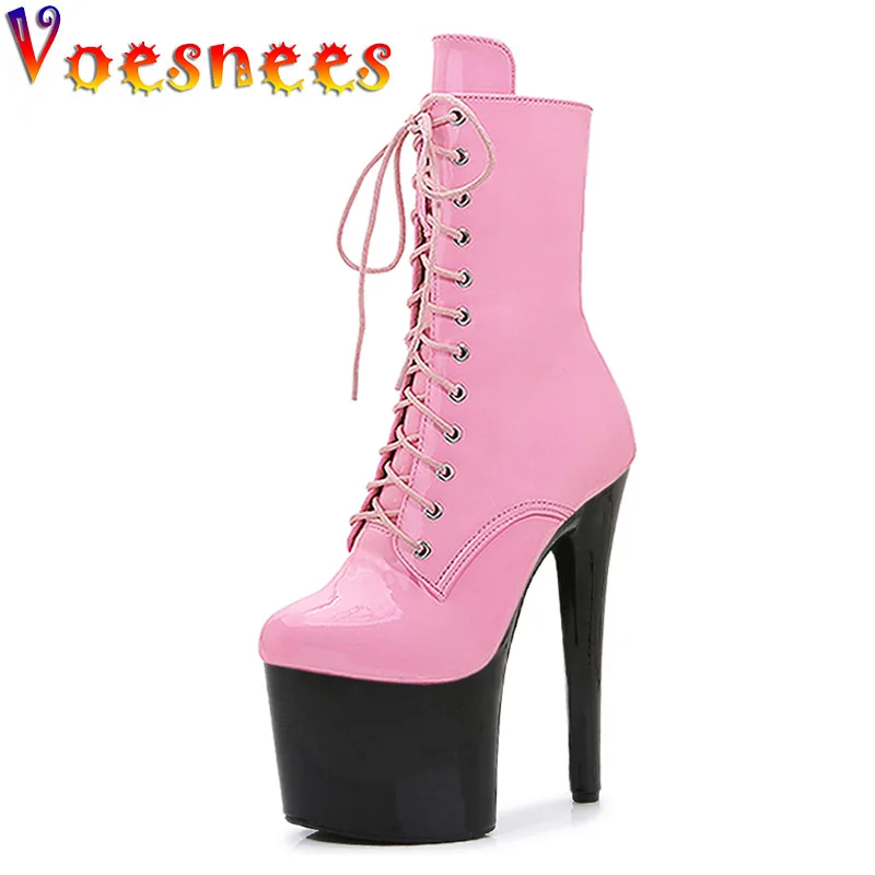 

17CM Women's Party High Heels Pumps Fashion Pole Dance Boots Multicolour Platform Lace Up Zipper Shoes New Nightclub Customized