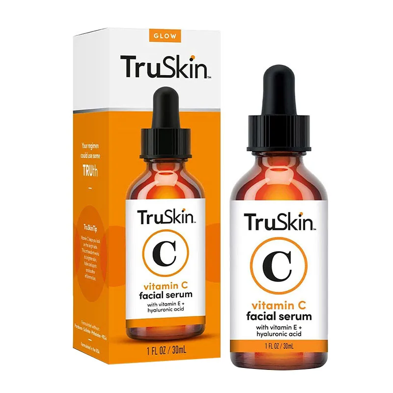 

30ml Truskin Vitamin C Facial Serum Hydrates Skin Visibly Boosts Radiance Whitening Hyaluronic Acid Dark Spot Remover Cosmetics