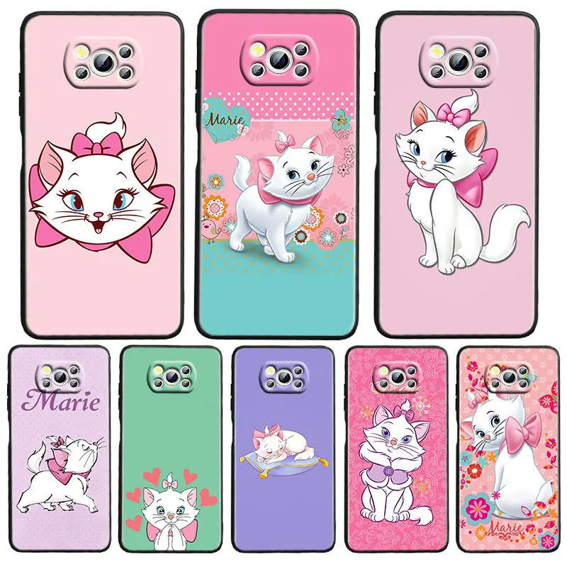

Cute Marie Cat Phone Case For Xiaomi Civi Mi Poco X3 NFC F3 GT M4 M3 M2 X2 F2 Pro C3 F1 Black luxury Silicone Cover Funda Back