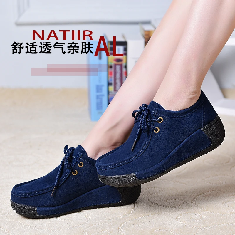 2023 New Women Flats Casual Shoes Cow Suede Loafers Wedges Heeled Woman Luxury Ladies Female Sneakers Slip-on Shoes Moccasins