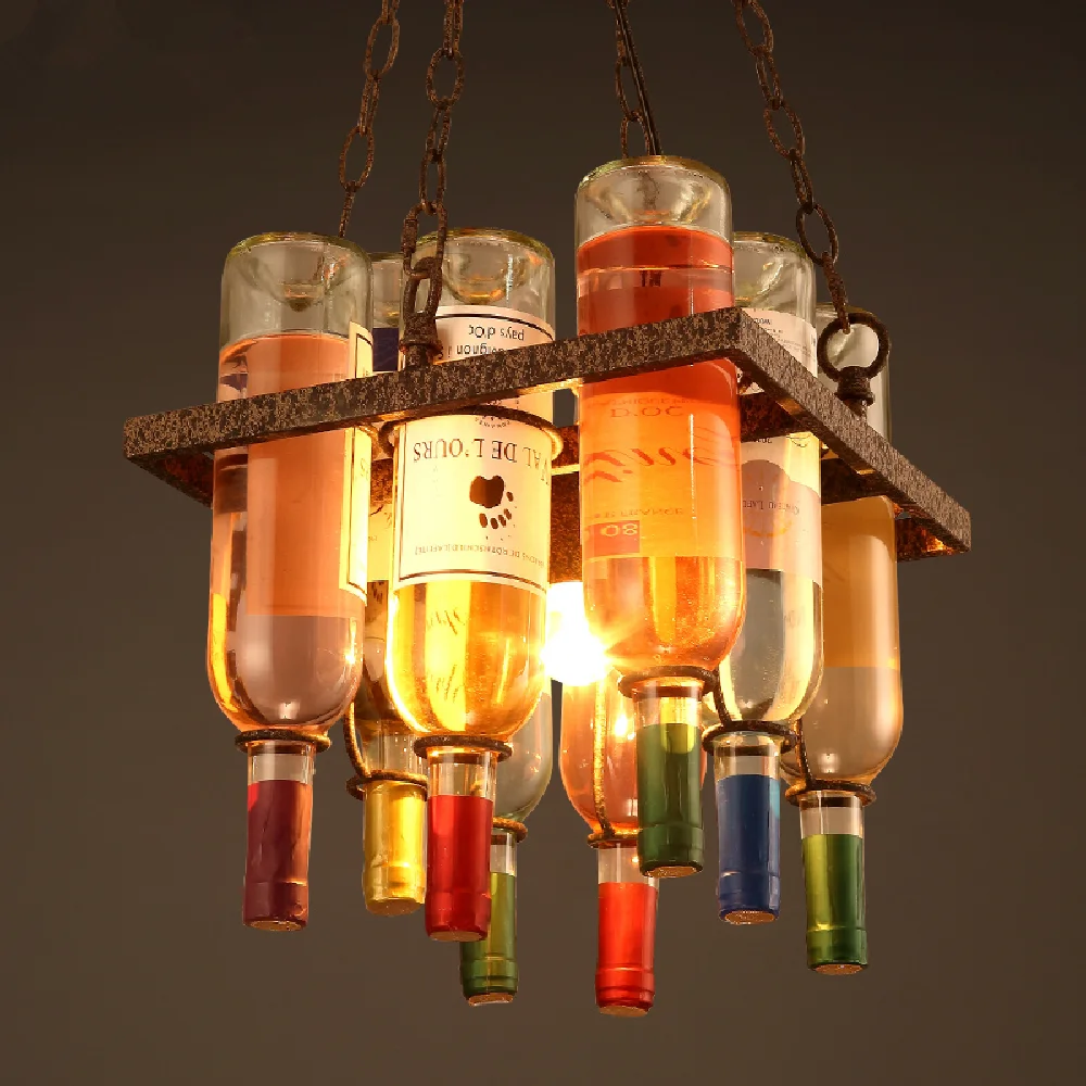 

loft chandelier creative bar restaurant coffee shop decoration bottle personality bar living room designer art chandeliers
