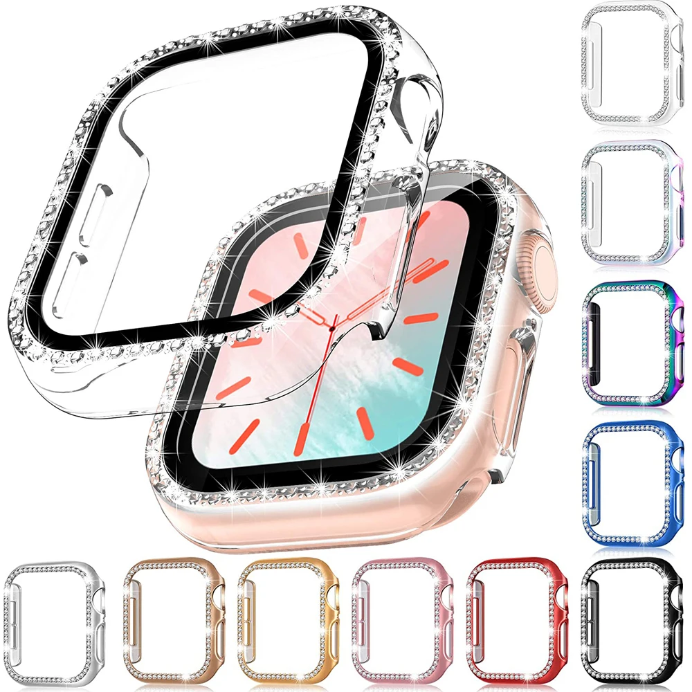 10pcs Glass+Case For Apple Watch Serie 7 6 5 4 3 2 1 SE 45mm 41mm iWatch Case 44mm 40mm Bumper Screen Protector+Cover Watch