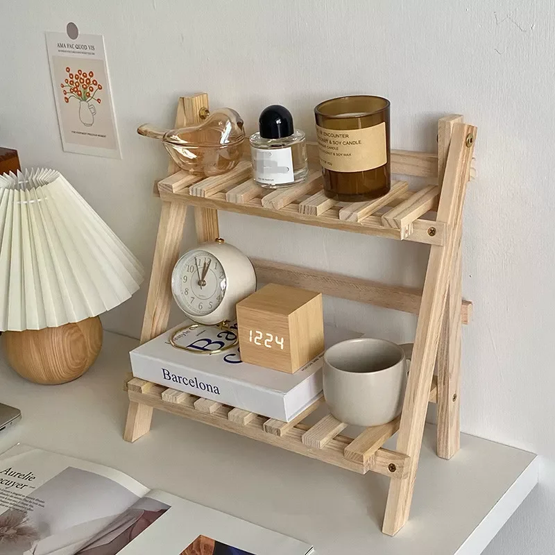 

Cutelife Ins Wooden Double Layer Kitchen Shelf Home Storage Organization Table Shelf Room Accessories Bathroom Spice Rack Holder