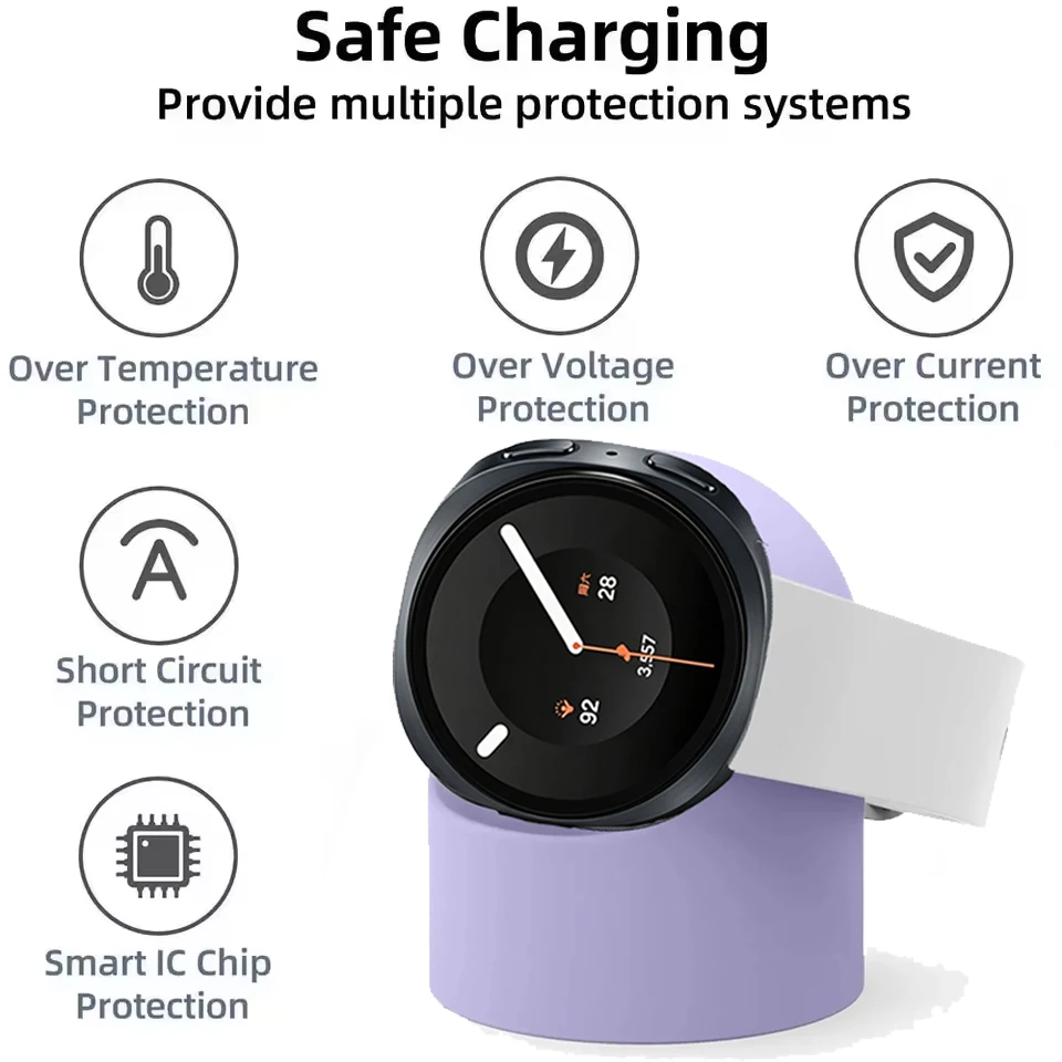 Фото Силиконовая зарядная подставка для Samsung Galaxy Watch 9/8/7/6 40/44 мм, Ultra 2-1 47 мм, зарядная станция-держатель для Watch 8 Classic 46 мм №3