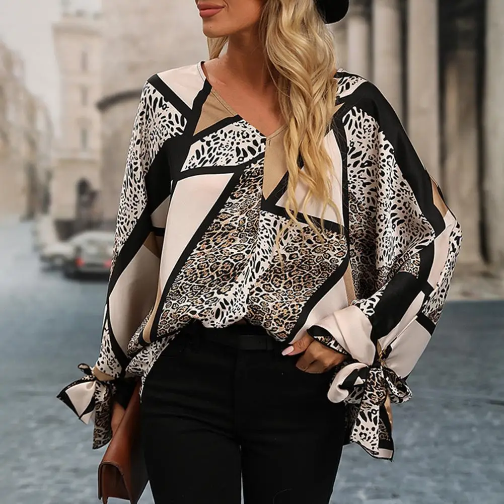 

Chic Elegant Woman Color Block Shirt Blouse Shirt Top Comfortable Workwear