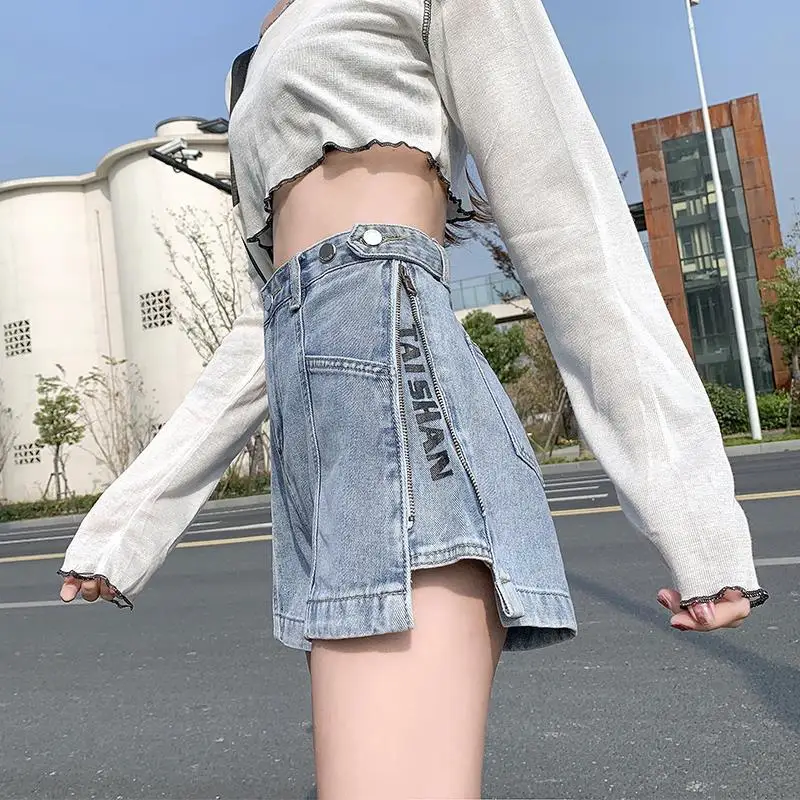 

Women's Denim Shorts Women Woman Fashion Korean Streetwear Cyber Y2k Jeans Bottoms Vintage High Waisted Trousers Baggy Pants