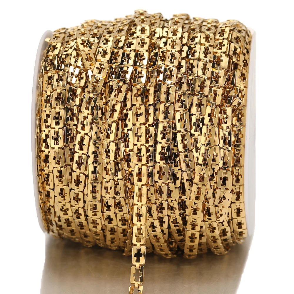 

1 Meter Stainless Steel Double-layer Hollow Cross Flat Chain Accessories for DIY Necklaces Bracelets Jewelry Gifts Making