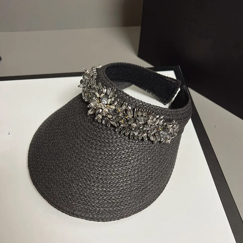 

Шляпа Женская Солнцезащитная с широкими полями, со сверкающими кристаллами и бусинами, без солнцезащитного козырька, летняя, 202303-2509005