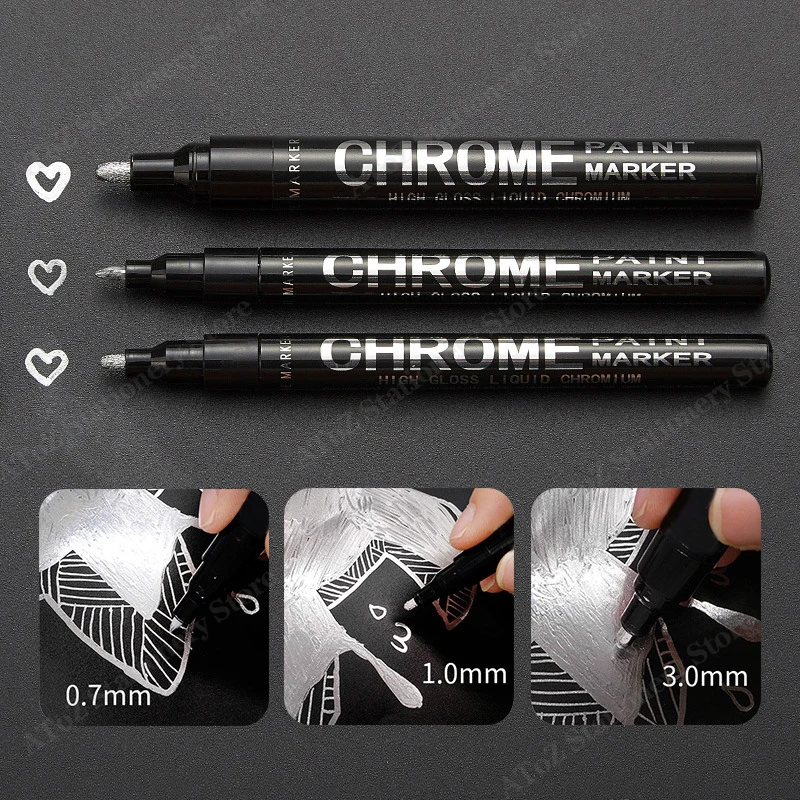 

Хромированный маркер, водонепроницаемый, золотистый, серебристый, медный, зеркальный, отражающий, ручная форма, металлическая, подпись, шко...