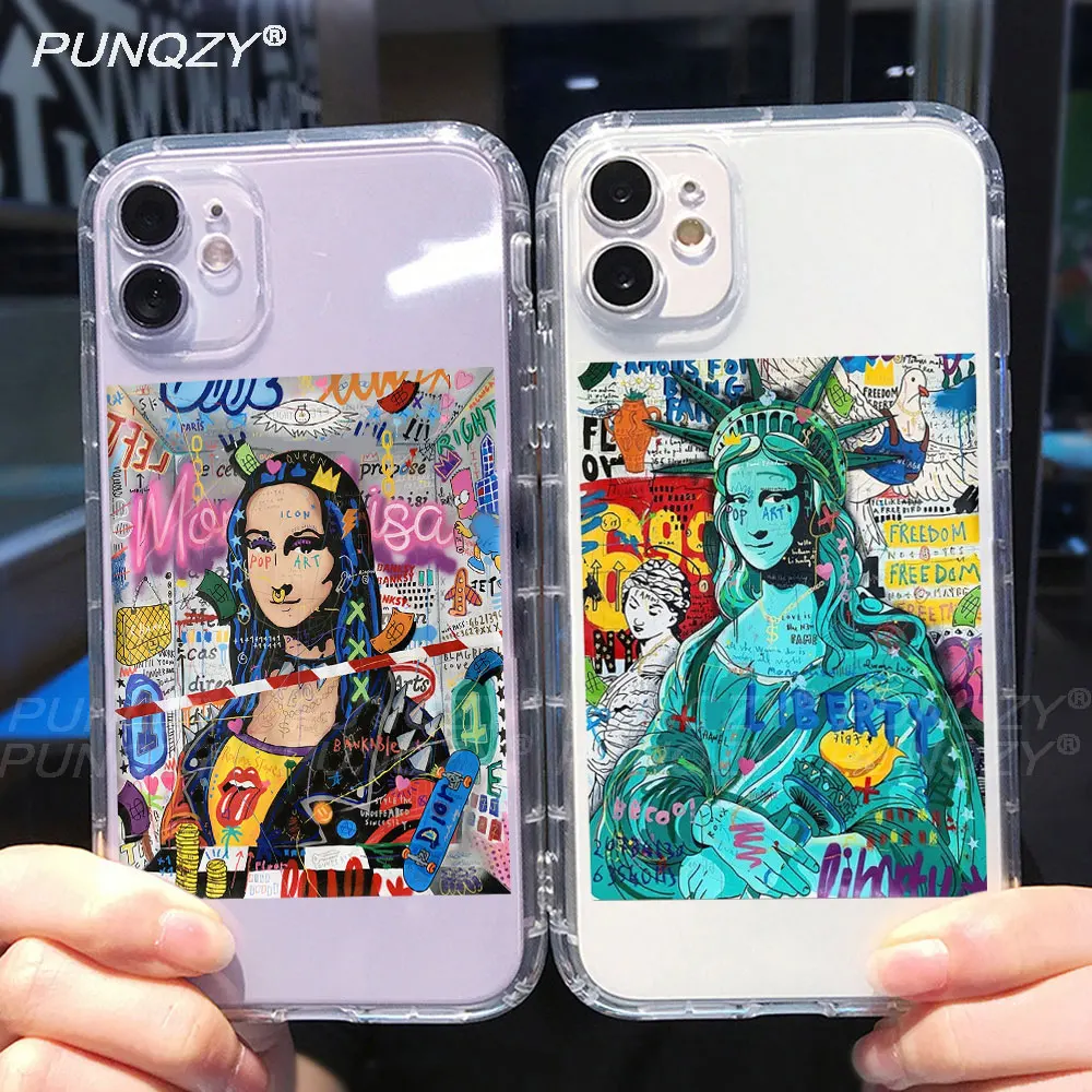 

Mona Lisa funny Graffiti phone Case For iphone 14 PRO 12 pro 11 pro max xr xsmax 6s 7 8 plus Silicone Case for iphone 13 pro max