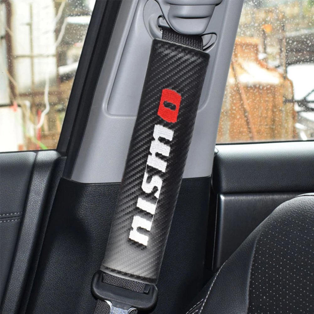 

2PCS Pack Carbon Fiber Car Safety Seat Belt Cover for Nismo NISSAN Seatbelt Pads Driver Shoulder Protector Vehicle Accessories